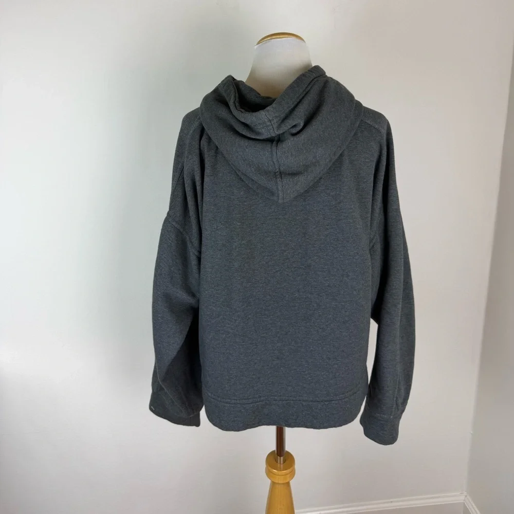 Anthropologie Daily Practice Henley Dark Gray Hooded Sweatshirt Cotton Size L - Picture 5 of 7